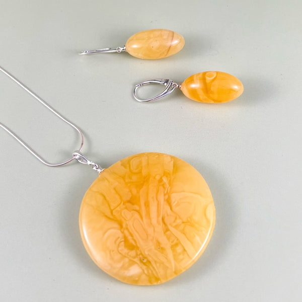 Gintaro rinkinys, sidabras 925 "Baltijos saulėgrąža"