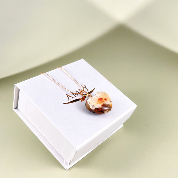 Gintaro širdis, auksuotas sidabras 925 "Aš tavo"