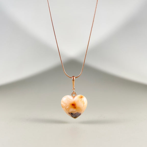 Gintaro širdis, auksuotas sidabras 925 "Spalvota meilė"