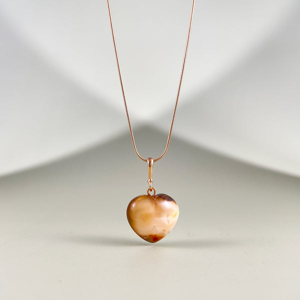 Gintaro širdis, auksuotas sidabras 925 "Grožis"