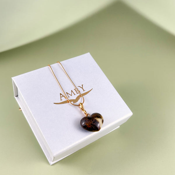 Gintaro širdis, auksuotas sidabras 925 "Svaja"