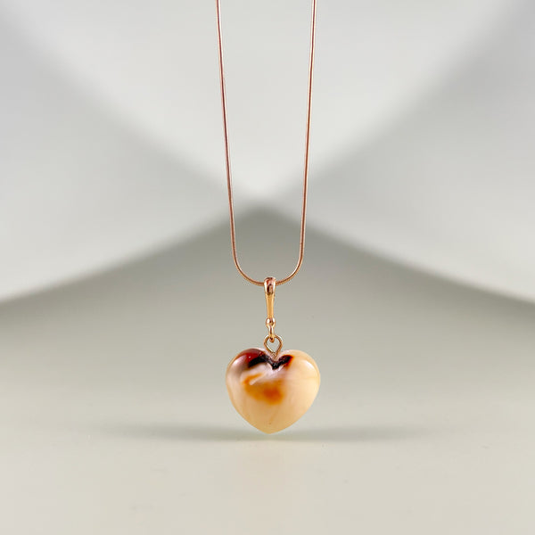 Gintaro širdis, auksuotas sidabras 925 "Širdžiukė"