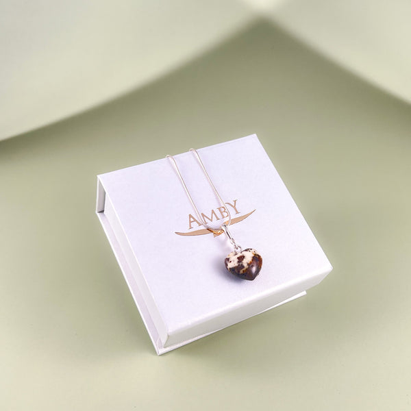 Gintaro širdis, sidabras 925 "Mažylė"