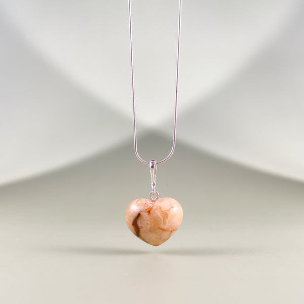 Gintaro širdis, sidabras 925 "Laimė"