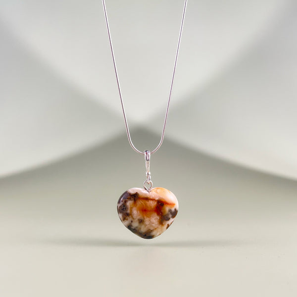 Gintaro širdis, sidabras 925 "Ugnis"