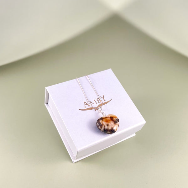 Gintaro širdis, sidabras 925 "Ugnis"