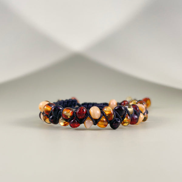 Spalvoto gintaro apyrankė, dydis reguliuojamas "Karaokė"