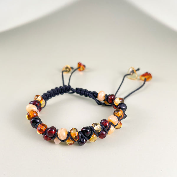 Spalvoto gintaro apyrankė, dydis reguliuojamas "Karaokė"