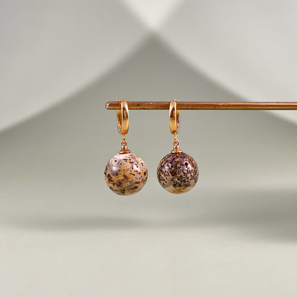 Gintariniai auskarai, auksuotas sidabras 925 "Sachara"