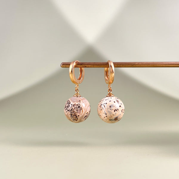 Gintariniai auskarai, auksuotas sidabras 925 "Sachara beads"