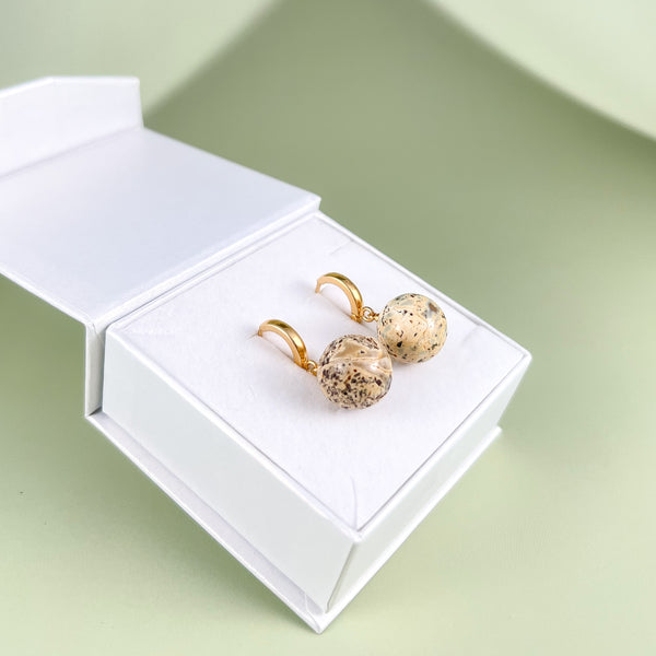 Gintariniai auskarai, auksuotas sidabras 925 "Sachara beads"