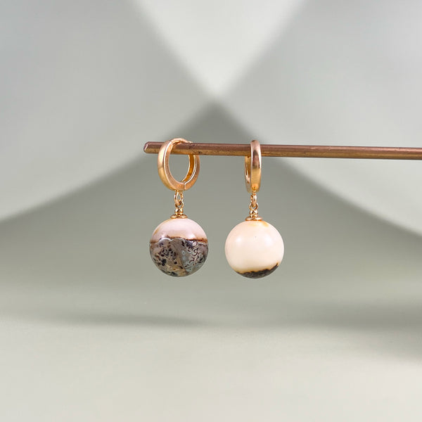 Gintariniai auskarai, auksuotas sidabras 925 "Pusinukai"