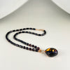 Black amber necklace 51cm, gold-plated silver 925 "Shining in the night"