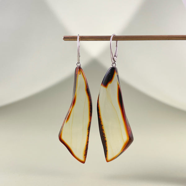 Gintaro auskarai, sidabras 925 "Ugnelė"