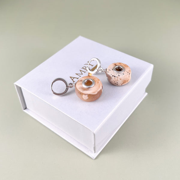 Gintaro auskarai, sidabras 925 "Smėlio pūga"