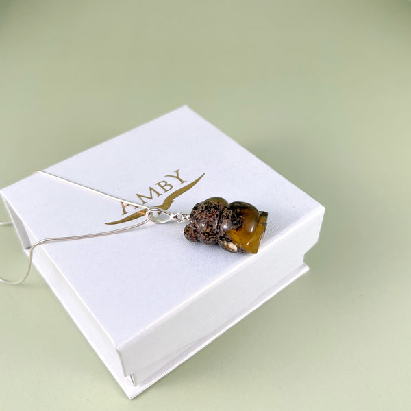 Gintaro pakabukas, sidabras 925 "Tylus draugas"