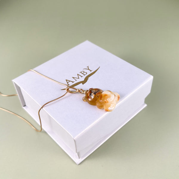 Gintaro pakabukas, auksuotas sidabras 925 "Širdies šiluma"