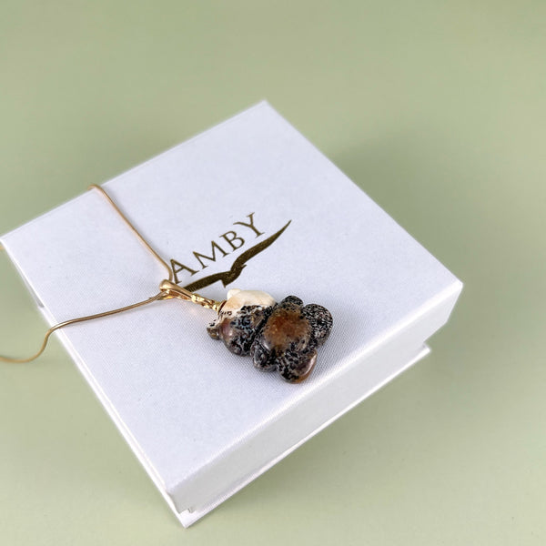 Gintaro pakabukas, auksuotas sidabras 925 "Širdingasis"