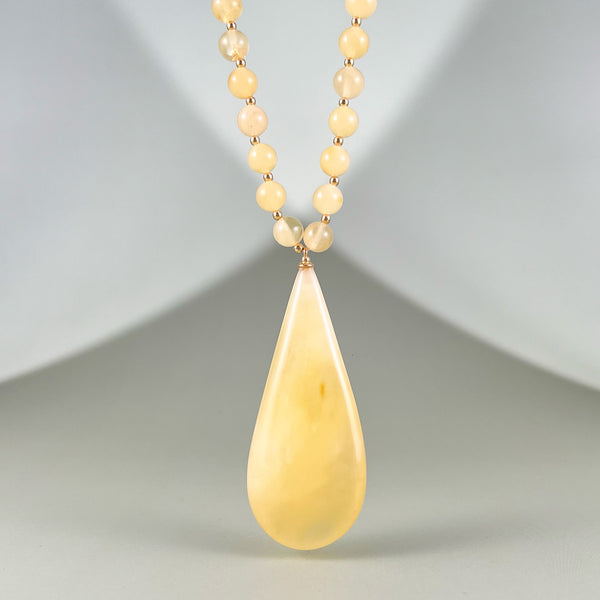 Gintaro vėrinys 54cm, auksuotas sidabras 925 "Karališkas lašas"