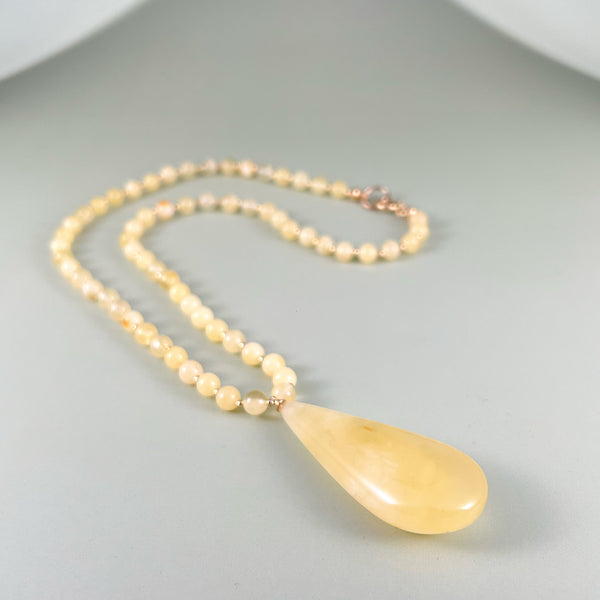 Gintaro vėrinys 54cm, auksuotas sidabras 925 "Karališkas lašas"