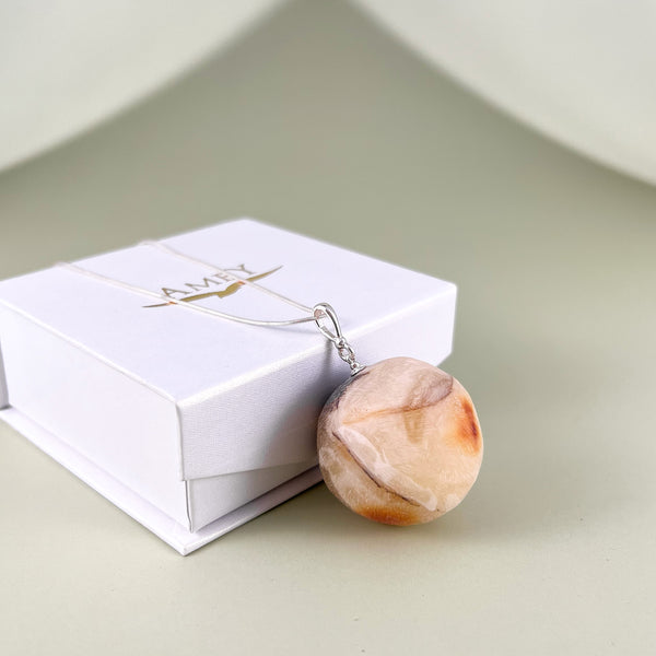 Gintaro pakabukas, sidabras 925 "Rausvas žavesys"