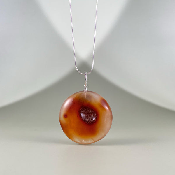 Gintaro pakabukas, sidabras 925 "Raudona saulė"