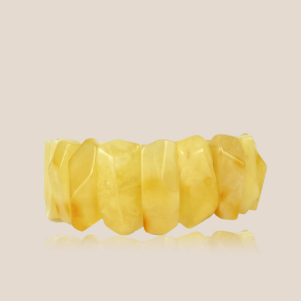 Kampuota geltono gintaro apyrankė "Saulenė"