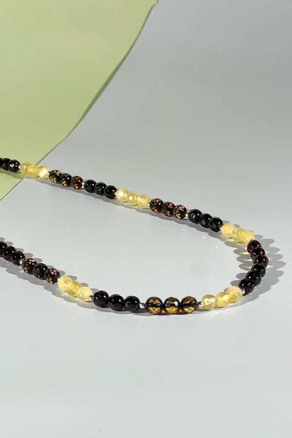 Amber necklace 46cm, silver 925 "Mars amulet"