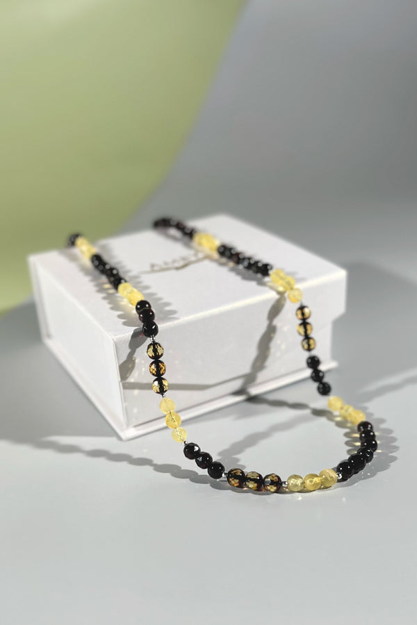 Amber necklace 46cm, silver 925 "Mars amulet"