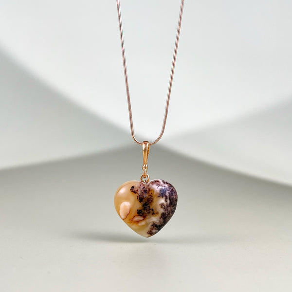 Gintaro širdis, auksuotas sidabras 925 "Meilės pažadas"