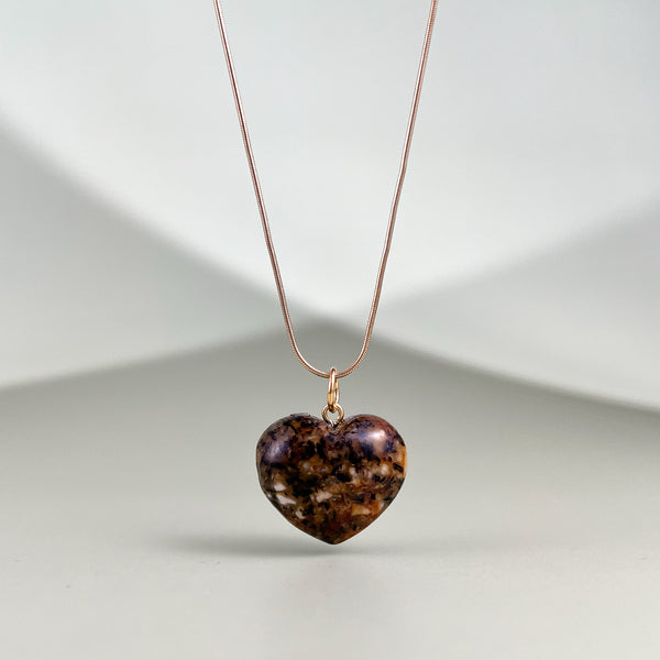 Gintaro širdis, auksuotas sidabras 925 "Meilės atspindys"