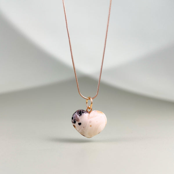 Gintaro širdis, auksuotas sidabras 925 "Balta meilė"