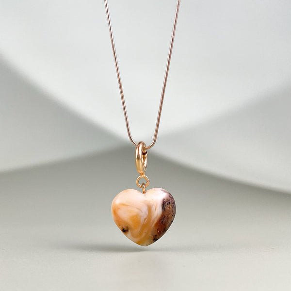 Gintaro širdis, auksuotas sidabras 925 "Pusinukė"