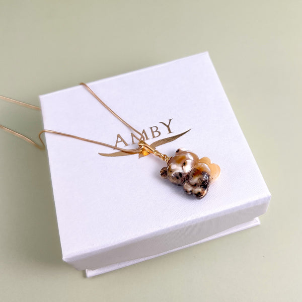 Gintaro pakabukas, auksuotas sidabras 925 "Virpėjimas"