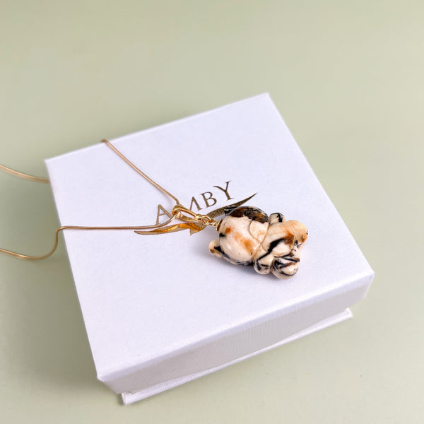 Gintaro pakabukas, auksuotas sidabras 925 "Maža pradžia"