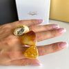 Žiedas su gintaru , auksuotas sidabras 925 "Sunny"