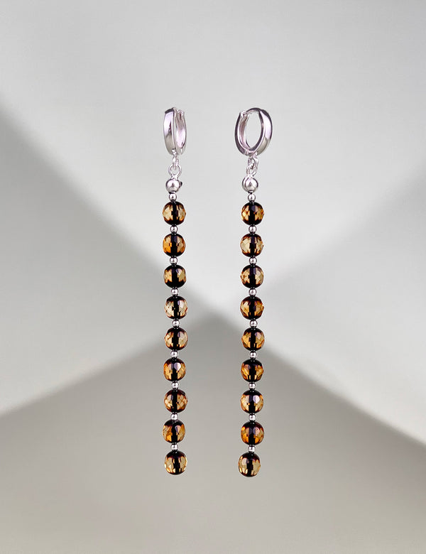 Facetuoto gintaro auskarai, sidabras 925 "Žėrutis"