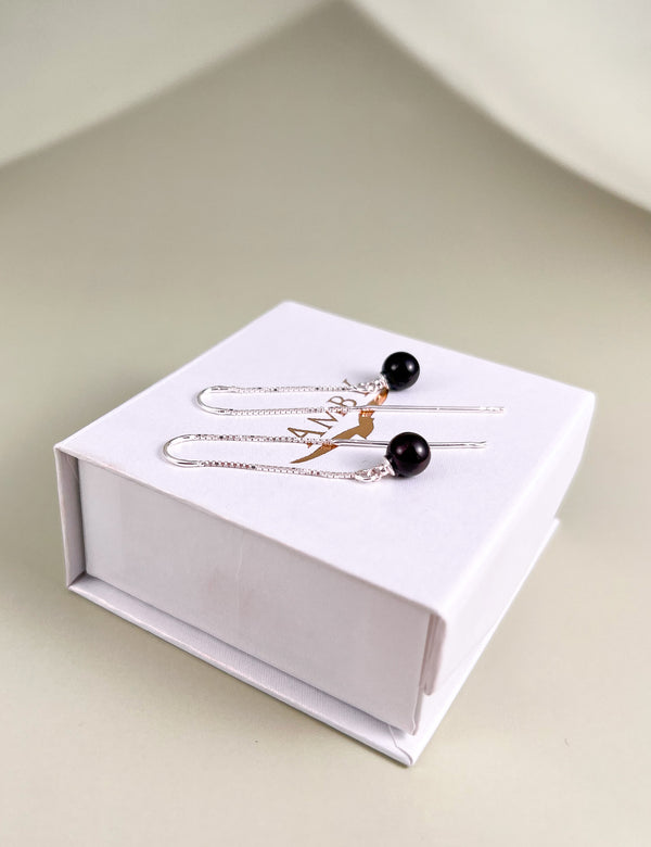 Juodo gintaro auskarai, sidabras 925 "Shiny berry"