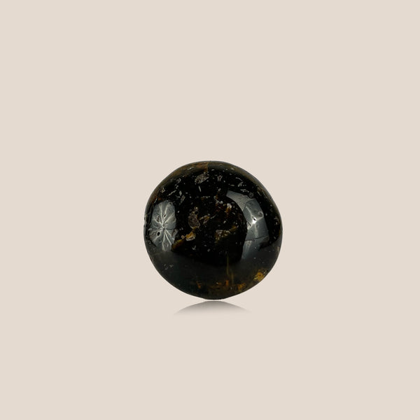 Gintaro žiedas, sidabras 925 "Juodas mėnulis"