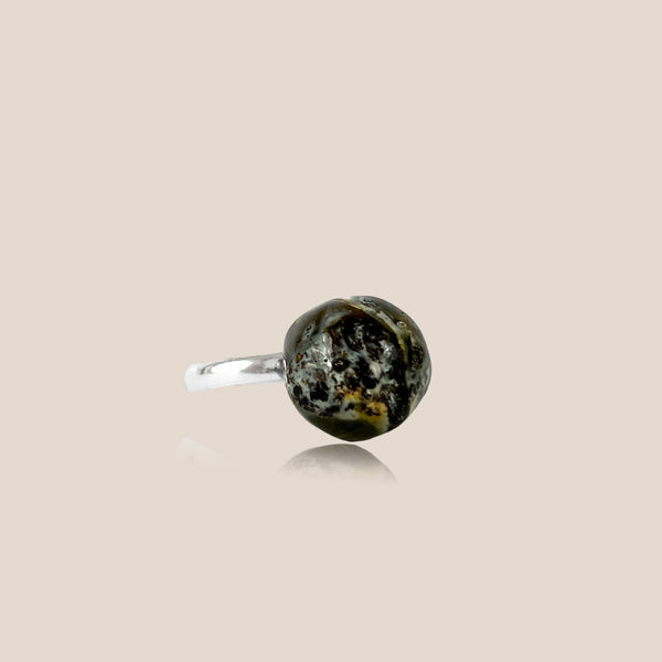 Gintaro žiedas, sidabras 925 "Tamsus peizažas"