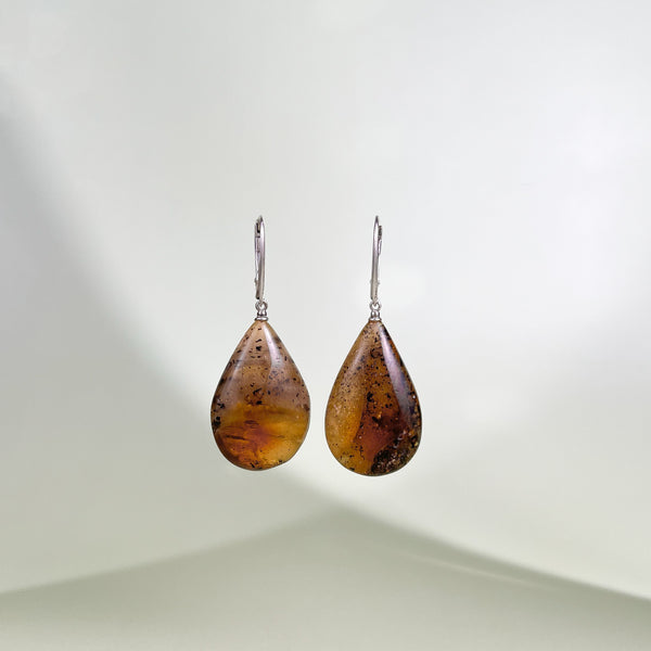 Gintaro auskarai, sidabras 925 "Auksinis ruduo"