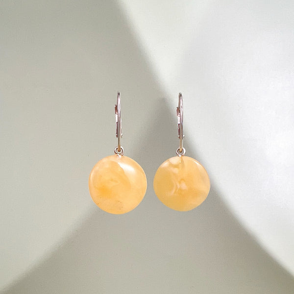 Gintaro auskarai, sidabras 925 "Saulė"