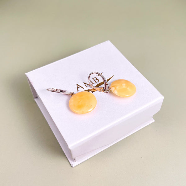 Gintaro auskarai, sidabras 925 "Saulė"