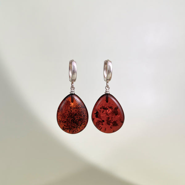 Gintariniai auskarai, sidabras 925 "Medutis"