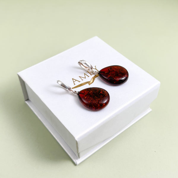 Gintariniai auskarai, sidabras 925 "Medutis"