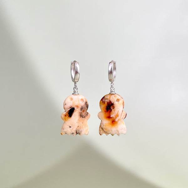 Gintaro auskarai, sidabras 925 "Vaiduokliukai"