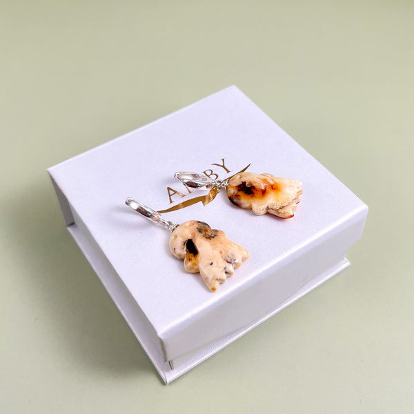 Gintaro auskarai, sidabras 925 "Vaiduokliukai"