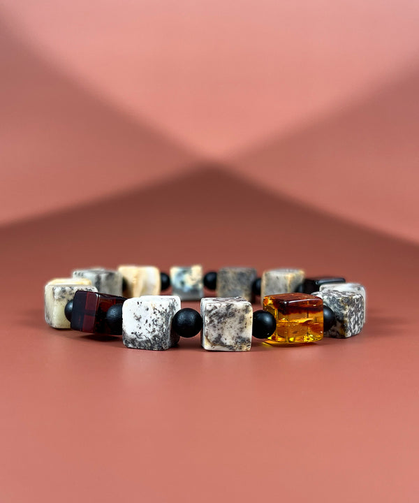 Gintaro apyrankė "Saulėlydžio kuba"