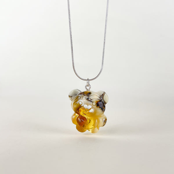 Gintaro pakabukas, sidabras 925 "Svajonių meškiukas"