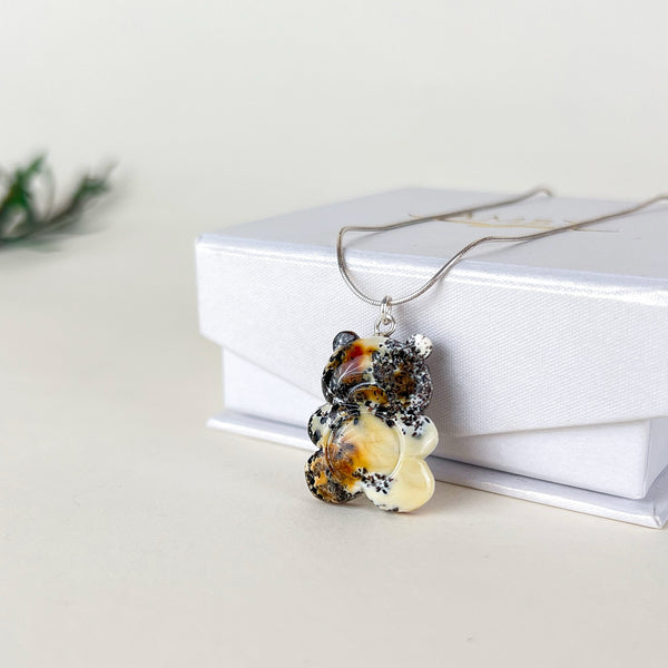 Gintaro pakabukas, sidabras 925 "Mažoji šviesa"